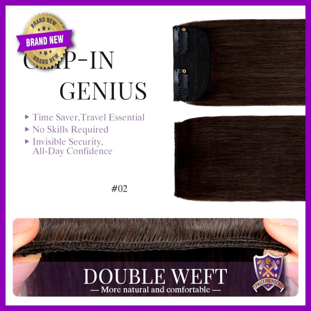 Clip In Short Hair Extensions 100% Remy Human Hair Invisible Volume Boost - Picture 3 of 5
